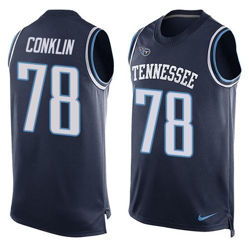 Nike Titans #78 Jack Conklin Navy Blue Alternate Men's Stitched NFL Limited Tank Top Jersey - Click Image to Close